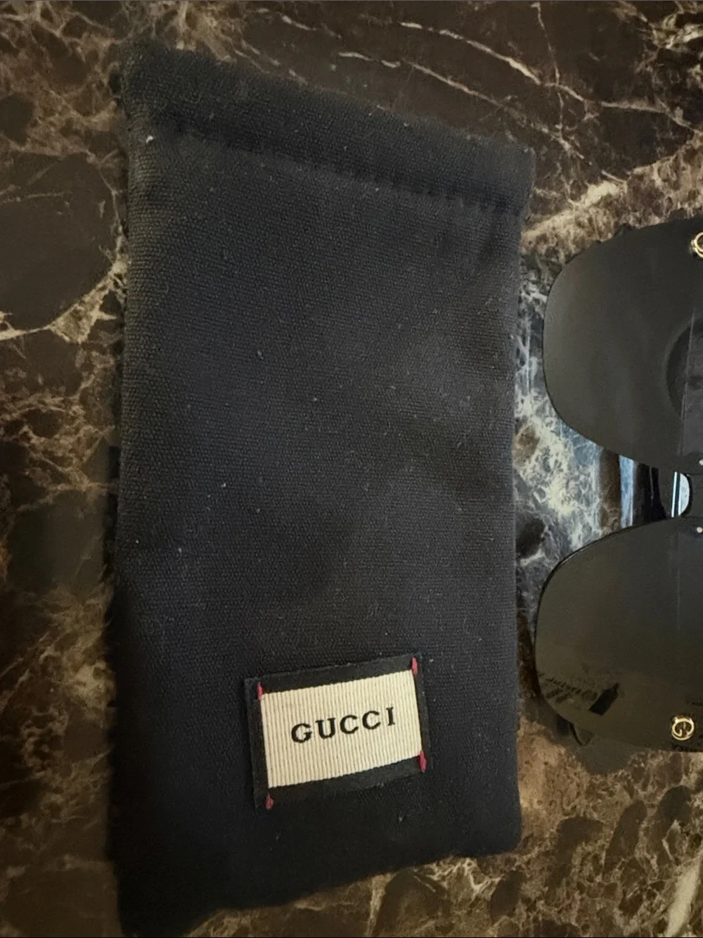 Gucci Black Gradient Rimless Sunglasses with Gold Accents
